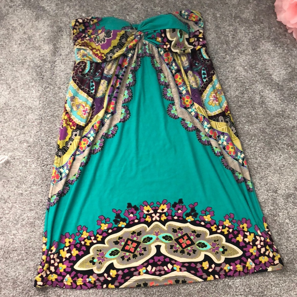 Strapless patterned dress bandeau top